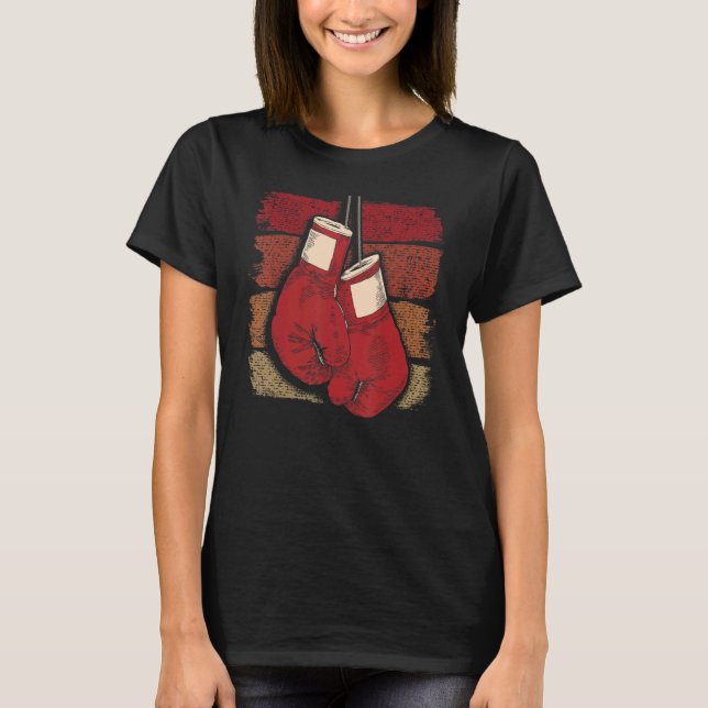 Retro Boxing Gloves Boxing Kickboxing Sports Fan B T-Shirt (Front)