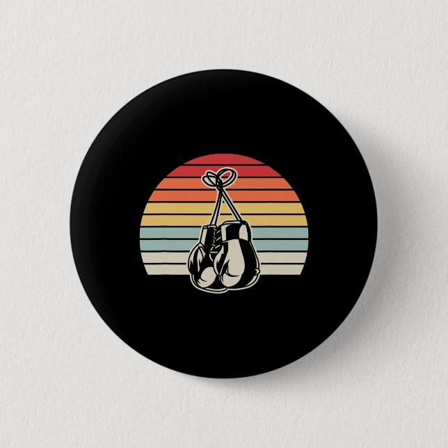 Retro Boxing Gloves Sunset Design 1  Button (Front)