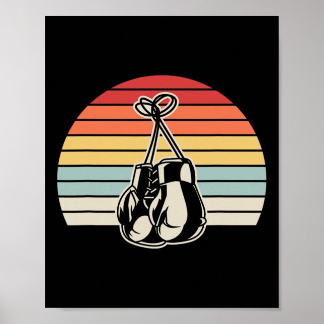 Retro Boxing Gloves Sunset Design 1  Poster (Front)