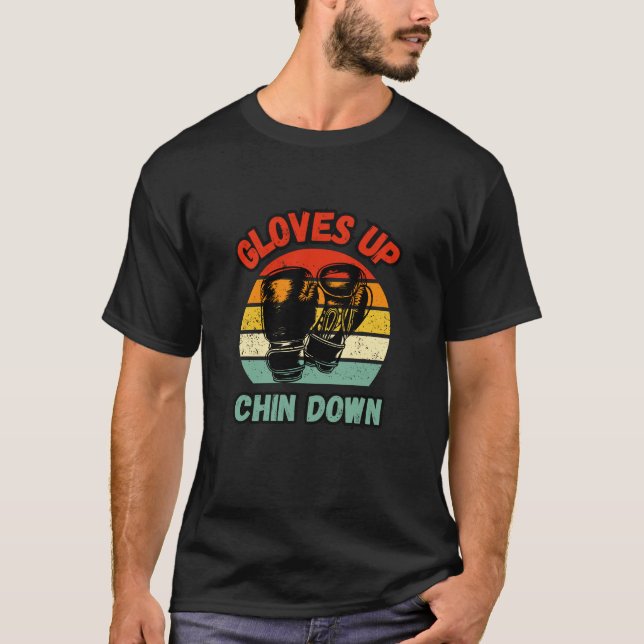 Retro Boxing Gloves Up Chin Down T-Shirt (Front)