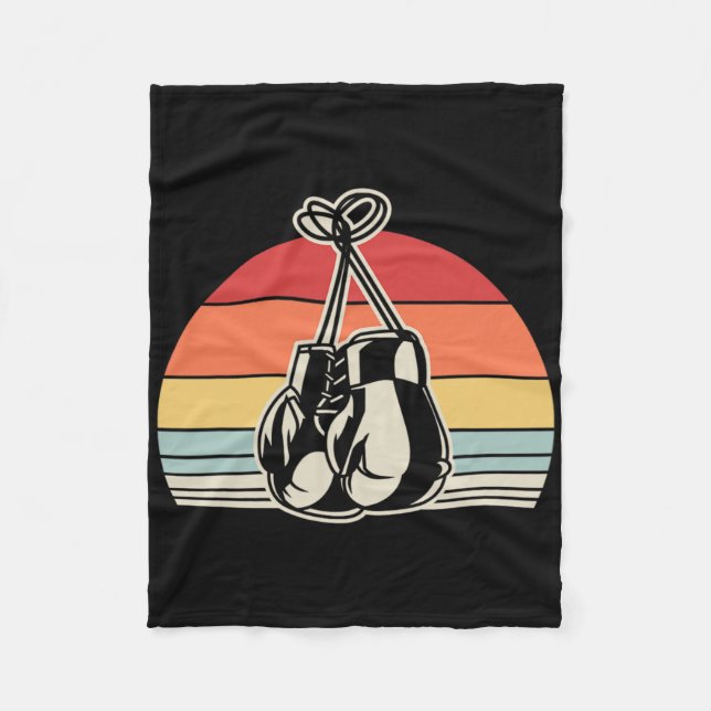 Retro Boxing Gloves Vintage Sunset Design  Fleece Blanket (Front)