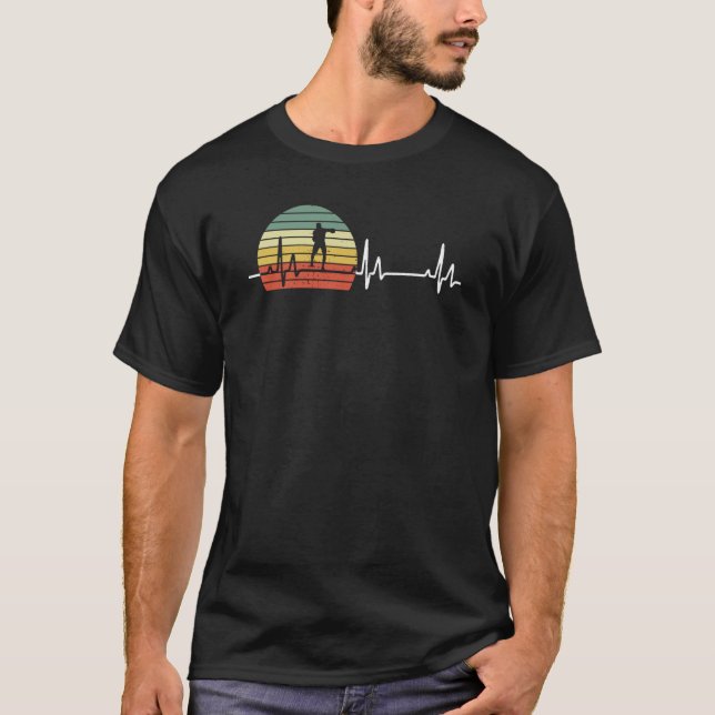 Retro Boxing Heartbeat Vintage Boxing Player T-Shirt (Front)