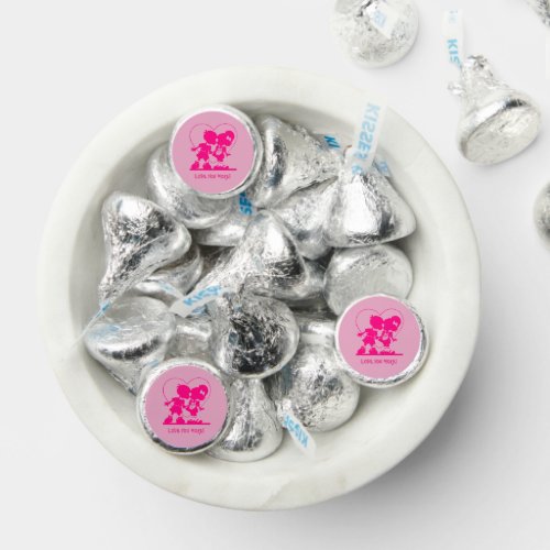 Retro BoyGirl Kissing Pink Heart  Hersheys Kisses