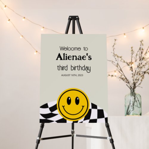 Retro Boys 3rd Birthday Smily Welcome  Foam Board