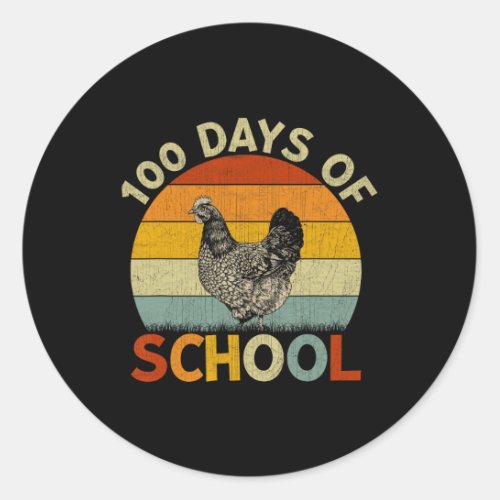 Retro Boys Girls Teachers 100th Day Of School  Classic Round Sticker