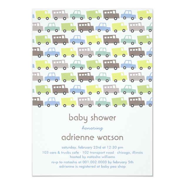 Retro Boys Toys Transport Baby Shower Invitation