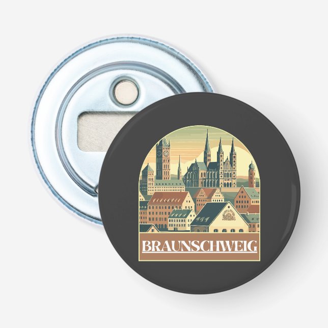 Retro Braunschweig Skyline  Bottle Opener (Front)