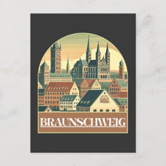 Retro Braunschweig Skyline Postcard