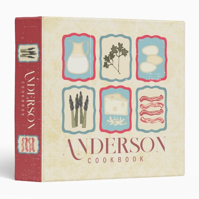 retro breakfast quiche foods recipe binder (Front/Spine)