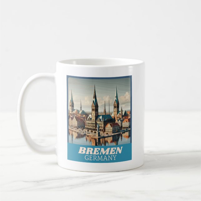 Retro Bremen Skyline  Coffee Mug (Left)