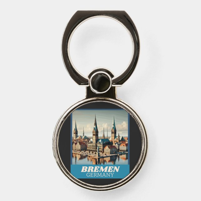 Retro Bremen Skyline  Phone Ring Stand (Front)