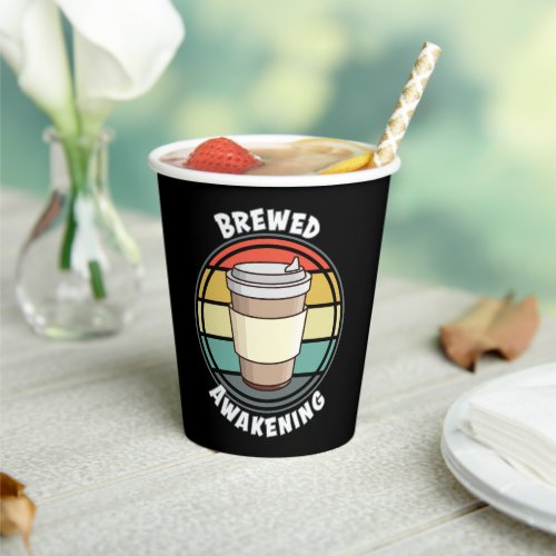 Retro Brewed Awakening Hot Drink to Go Paper Cups