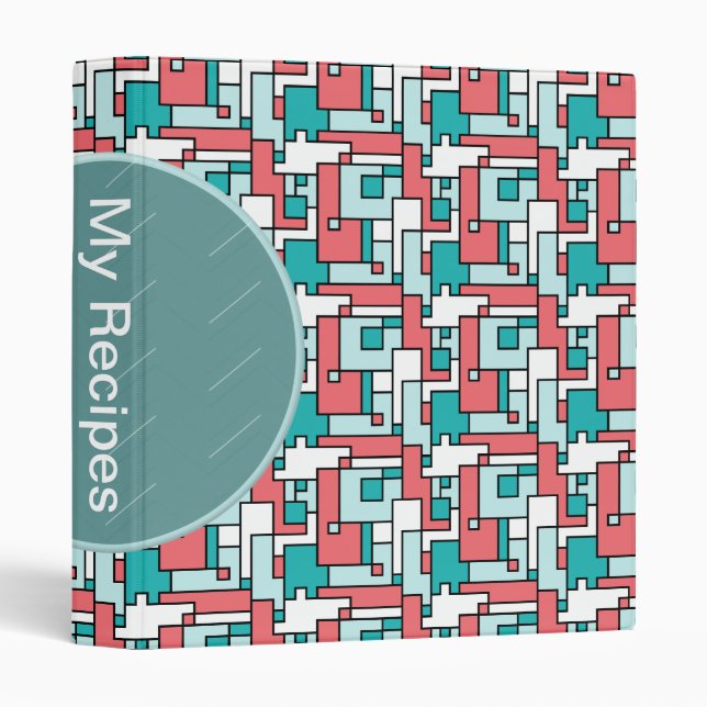 Retro Brick Pattern 3 Ring Binder (Front/Spine)