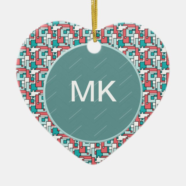 Retro Brick Pattern Ceramic Ornament (Front)