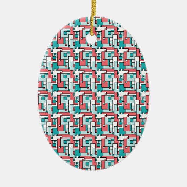 Retro Brick Pattern Ceramic Ornament (Front)