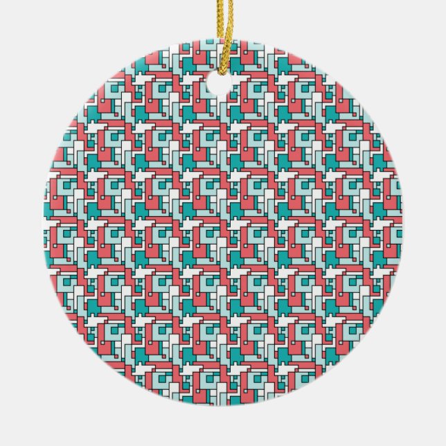 Retro Brick Pattern Ceramic Ornament (Front)