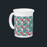 Retro Brick Pattern Drink Pitcher<br><div class="desc">Play on the old 1960's geometric  rectangle brick  pattern with today's popular colors in  muted greens and brick- Stylish and trendy,  for that totally Chic look</div>