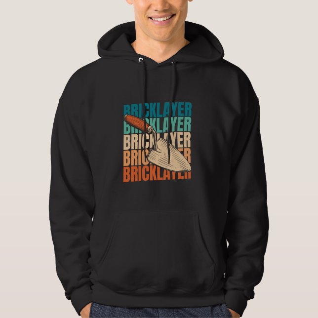 Retro Brickie Masonry Bricklayer Block - Brick Vin Hoodie (Front)