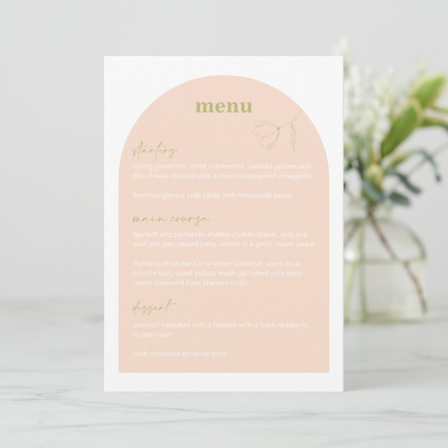 Retro Bridal Shower Food Wedding Dinner Menu A115 Invitation (Standing Front)