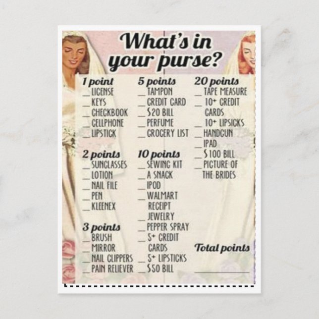 Retro Bridal Shower Game Invitation Postcard (Front)