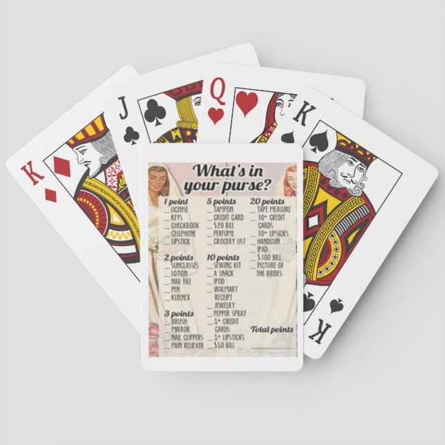Retro Bridal Shower Game Poker Cards (Back)