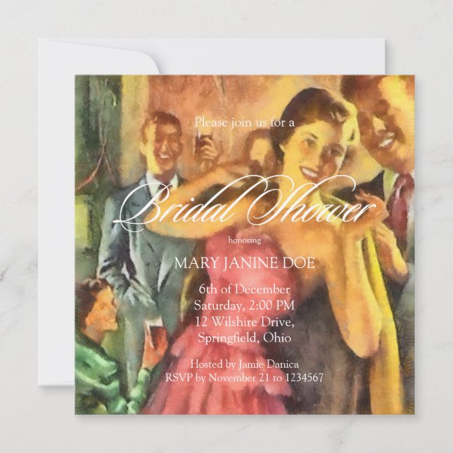 Retro Bridal Shower Invitation (Front)