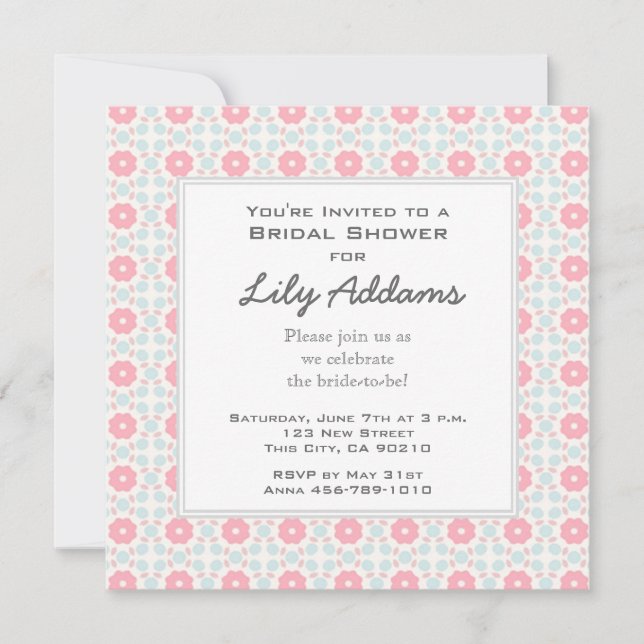 Retro Bridal Shower Invitation - Grapefruit (Front)