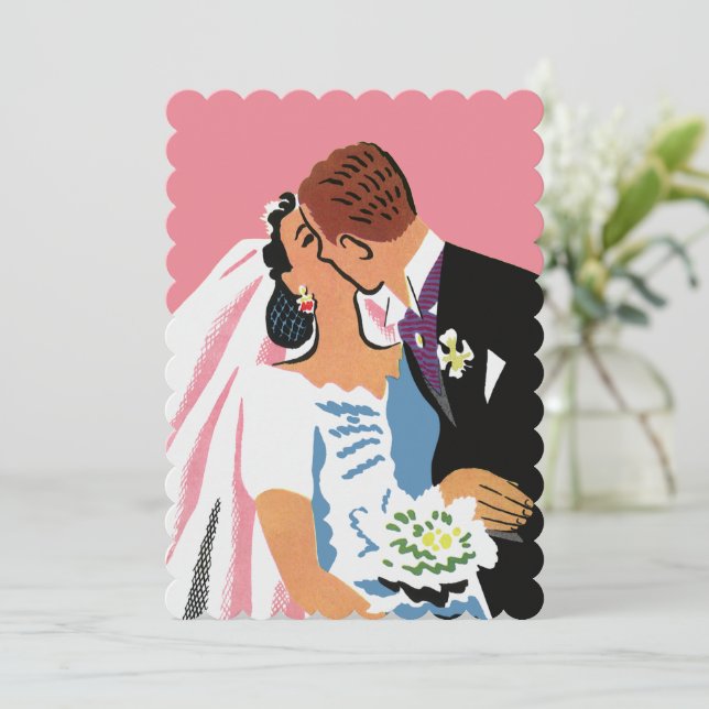 Retro Bride and Groom, Wedding Invitation (Standing Front)