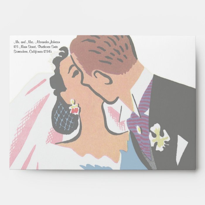 Retro Bride and Groom, You May Now Kiss the Bride Envelopes