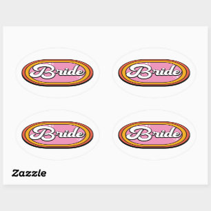 Retro Bride - Retro 70s Bride Typography Oval Sticker
