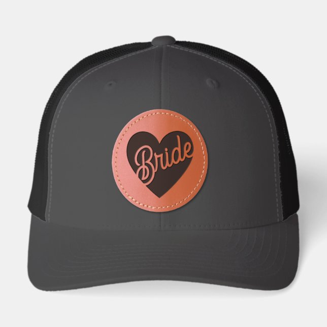 Retro Bride Script Heart Leather Patch Hat (Front)