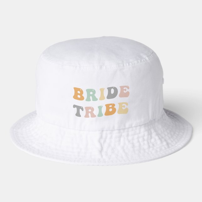 Retro Bride Tribe Bachelorette Party Bucket Hat (Front)