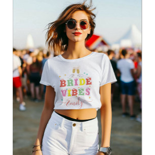 Retro Bride Vibes  Custom Name Bachelorette Party T-Shirt