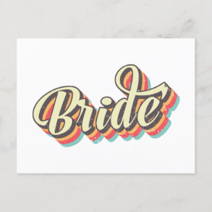 Retro Brides Babes, Bachelorette Bridal Party Gift Invitation Postcard