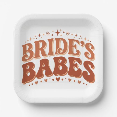 Retro Bride's Babes Terracotta Bachelorette Paper Plates