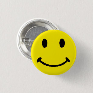 Retro Bright Big Yellow Smile Face Pinback Button