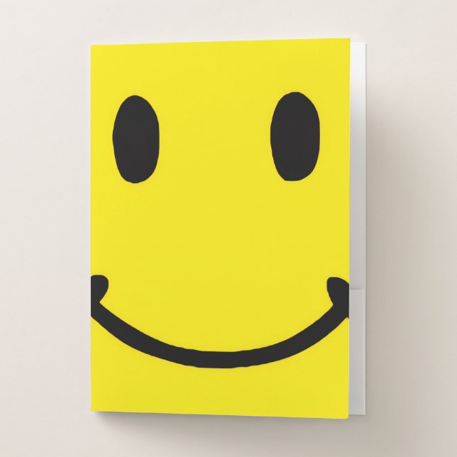 Retro Bright Big Yellow Smile Face Pocket Folder (Front)