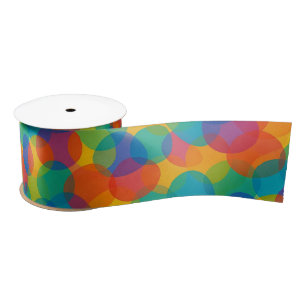 Retro Bright Colors Amorphous Shapes Art Pattern Satin Ribbon