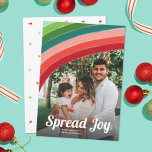 Retro Bright Colors Rainbow Christmas Photo Holiday Card<br><div class="desc">Send cheer this holiday season with these brightly colored Christmas photo cards! A painted rainbow in retro colors (red, coral, blush, teal, lime green, and mint) adorns the top of the card, with a photo template on the bottom. The main text reads, "Spread Joy" but can be customized, if desired....</div>
