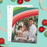 Retro Bright Colors Rainbow Christmas Photo Holiday Card<br><div class="desc">Send cheer this holiday season with these brightly colored Christmas photo cards! A painted rainbow in retro colors (red, coral, blush, teal, lime green, and mint) adorns the top of the card, with a photo template on the bottom. The main text reads, "Spread Joy" but can be customized, if desired....</div>