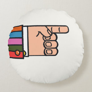 Retro Bright Fun Pointing Hand Round Pillow
