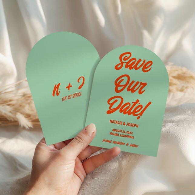 Retro Bright Funky Bold Arched Unique Wedding Save The Date (Creator Uploaded)