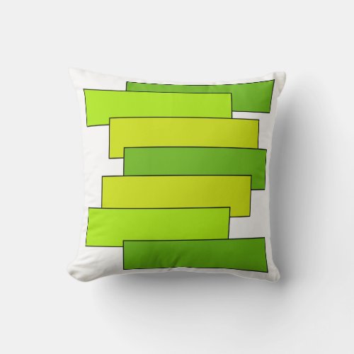 Retro Bright Green Bars Throw Pillow