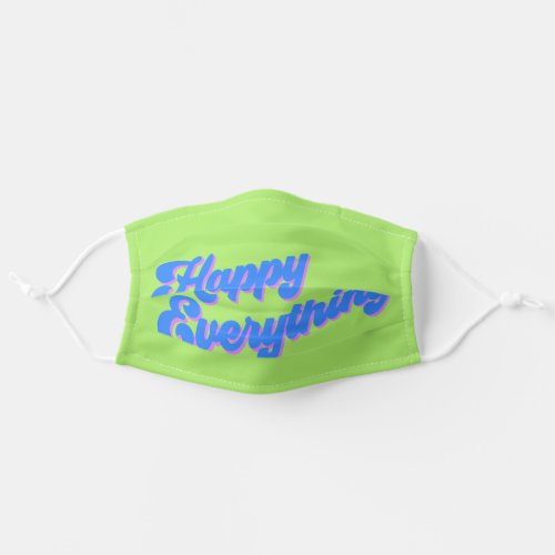Retro Bright Lime and Blue Happy Everything Adult Cloth Face Mask