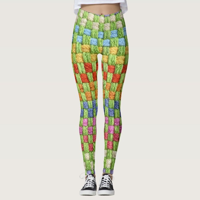 Retro Bright Potholder Weave Leggings (Front)
