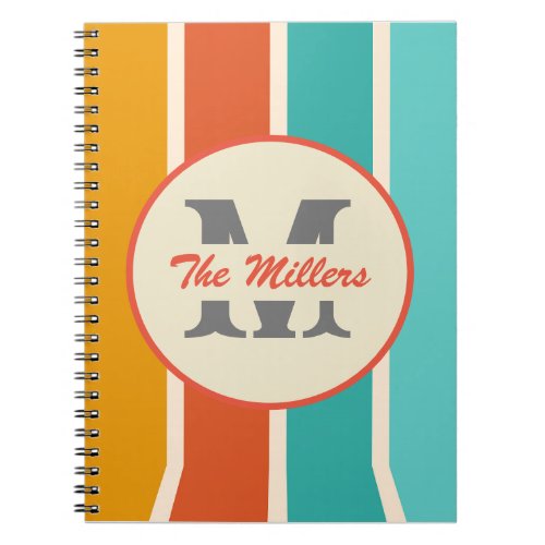 Retro Bright Summer Monogram  Notebook