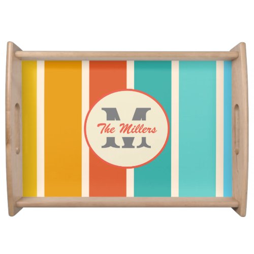 Retro Bright Summer Monogram  Serving Tray