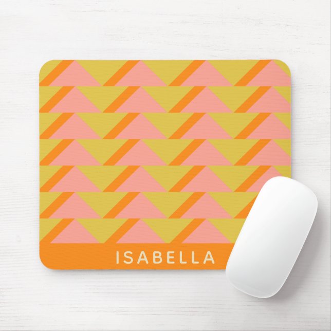 Retro Bright Yellow Orange Geometric Personalized Mouse Pad (With Mouse)