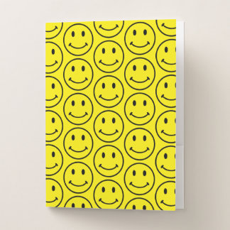 Retro Bright Yellow Smile Face Pocket Folder