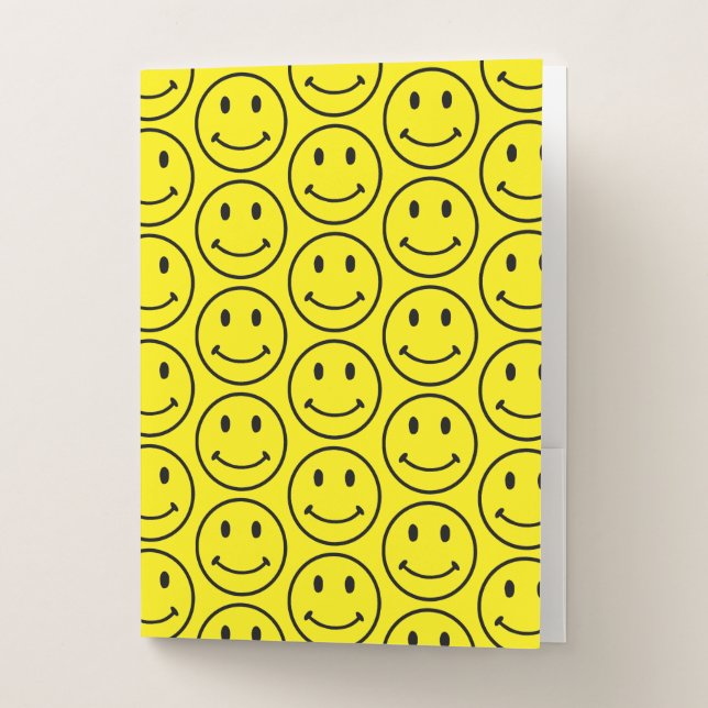 Retro Bright Yellow Smile Face Pocket Folder (Front)